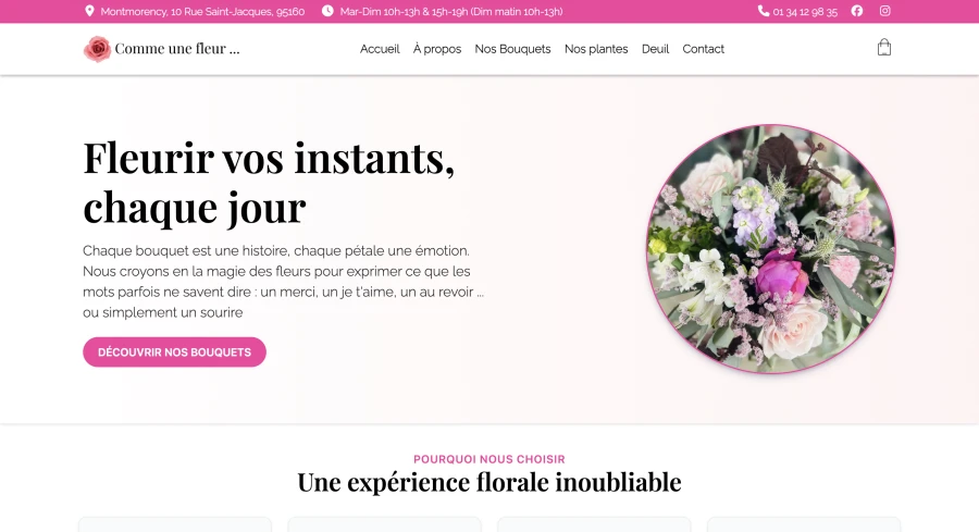 Création site e-commerce Comme une Fleur – YouClic agence web